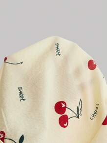 SHEIN MOD Women Cherry Print Ruffle Trim Tie Backless Ruched Bust Layered Halter Summer Short Dress,Vacation Dress, Butter Yellow Dress