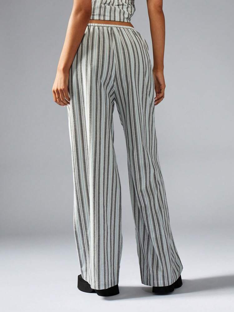 MISSGUIDED Stripe Wide Leg Trousers With Drawstring