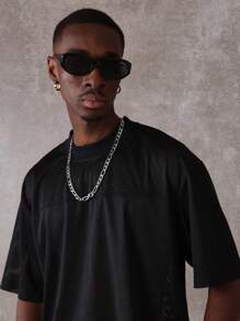 SUMWON 超大号篮球运动服网眼 T 恤现代街头服饰运动号码印花透气夏季运动都市运动休闲训练健身上衣 - 黑色 - 查看 4