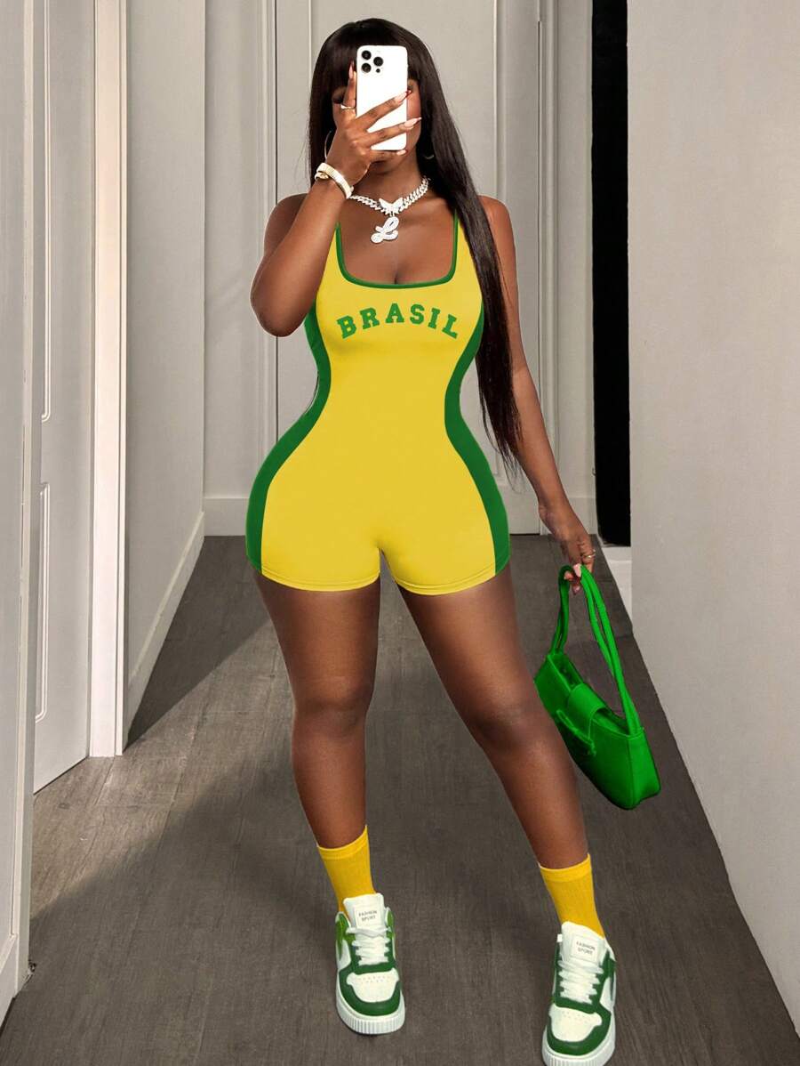 BamGleam 女士时尚巴西印花紧身连衣裤，夏季 - 彩色 - 查看 1