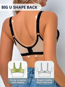 SHEIN 1pc Women Underwire Comfort Gather Seamless Push Up Bra - Multicolor - View 2