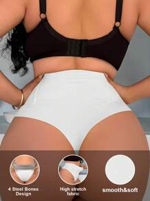 SHEIN Tanga com Controle de Barriga Sem Costura Plus Size para Mulheres - Branco - Visão 1