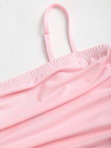 SHEIN Unity 女式黑色无袖连体裤，休闲修身短款连体衣，春夏 - 粉色 - 查看 5