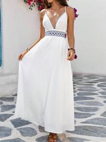 Vivid Eden Summer Resort Style White Sleeveless Boho Embroidered Maxi Dress For Women,Summer Dress For Women,Summer Outfits For Women,Vacation Outfits ,Beach Vacation Outfits,Tropical Vacation Woman Clothes,Cruise Outfits Women,Vacation Dress,Flowy Dress,Brunch Outfits For Women,Sun Dress,Elegant Dresses For Women,Birthday Dresses For Women,Island Vacation Outfits,White Summer Dress - White - View 6