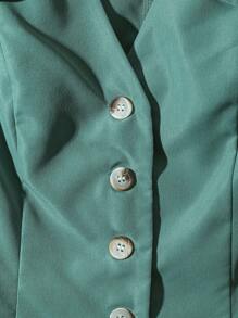 GlowEve Casual Office Solid Color Vest & Pleated Skirt 2 Pieces Set - Multicolor - View 3