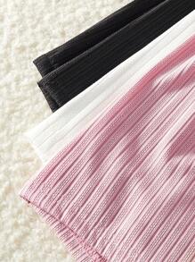 SHEIN 3pcs Plus Size Knit Jacquard Striped Loungewear Loose Casual Sleep Shorts Set