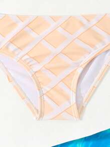 SHEIN Young Girl Ombre Multicolor Leopard Print Swimsuit Set - Multicolor - View 4