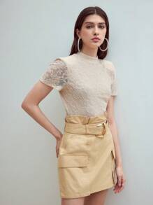 MOTF STUDIO PARTE SUPERIOR TEXTURIZADA DE MANGA CORTA LIGERA, ROPA CASUAL