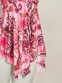 SHEIN ICON Camisola sin espalda con estampado floral retro para mujer, blusa bohemia y de estilo Y2K con escote en V para playa y uso casual, primavera/verano