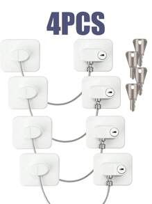1pc/2pcs/4pcs Refrigerator Door Lock With 2 Keys Stainless Steel Zinc Alloy Adhesive Lock, 16cm Link Wire. Cabinet & Drawer Lock, Fridge Lock With No Drilling Required. Adhesive Childproof Window Lock For Furniture, Washing Machine, Household Appliances.