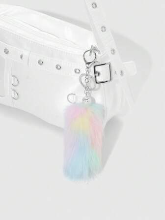 Grunge Punk 1 pieza Llavero o Dije para Bolso de Cola de Animal Miniatura de Piel Sintética de Lujo Elegante y Minimalista en Estilo INS, Multicolor, Regalo de Moda para Mujer