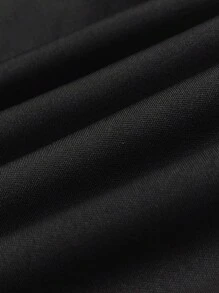 Set de 3 piezas: Chaqueta casual de mujer con estampado de pespuntes, top liso y pantalones - Negro - Ver 4