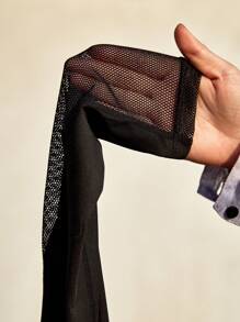 Powerista Legging Ketat Pinggang Elastis dengan Saku dan Sambungan Jala - Hitam - View 8