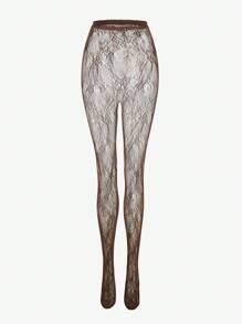 SHEIN ICON 1 Paar Damen süße, sexy Spitze, strukturierte Blumen-Reben Netzstrümpfe, geeignet für Lässig, Party