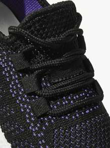 JNSQ 1pair Fashionable All-Match Casual All-Match Lace-Up Soft-Sole Breathable Children Sports Shoes, Suitable For 4 Seasons - Black - View 5