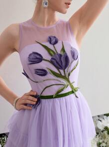 MOTF Soiréza MESH FLORAL APPLIQUES COCKTAIL DRESS - Mauve Purple - View 2