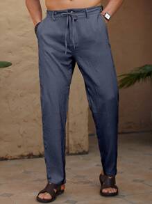 Genlund Pantalones casuales de hombre con bolsillo en diagonal y corte entallado - Gris Oscuro - Ver 4