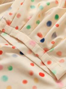 SHEIN LUNE Pantalones largos con cintura elástica y cordón con estampado aleatorio de flores/lunares - Albaricoque - Ver 6