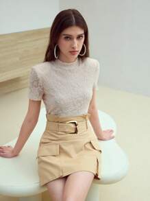 MOTF STUDIO PARTE SUPERIOR TEXTURIZADA DE MANGA CORTA LIGERA, ROPA CASUAL
