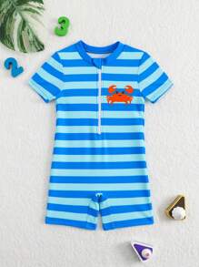 Baby Boy Cartoon Print One-Piece Swimsuit Swimming Suits For Baby Baby Boys Clothing Swim Beach Clothes For Boys Swim Suits For Kids Toddler Swim Suits For Kids