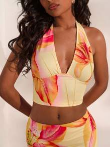 Opulessa 夏季出游度假约会套装，度假吊带裙印花女士两件套，外出约会，女士夏季度假，夏季海滩度假两件套，返校连衣裙，非常简约连衣裙，办公室连衣裙，老款连衣裙，教师连衣裙，约会连衣裙，外出闺蜜下午茶逛街休闲套装，外出参加音乐节套装 - 彩色 - 查看 4