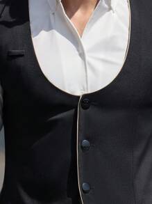 Manfinity Mode Áo vest nam màu trơn, thời trang cho mùa hè, vest nam, quần áo nam, vest nam, vest nam, áo ghi lê nam - màu đen - Xem 3