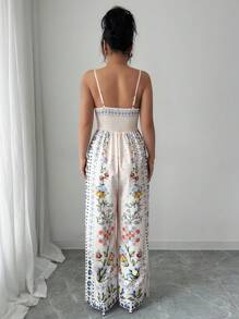 Breezaya 女士优雅蕾丝腰阔腿连体裤