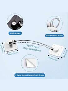 1pc/2pcs/4pcs Refrigerator Door Lock With 2 Keys Stainless Steel Zinc Alloy Adhesive Lock, 16cm Link Wire. Cabinet & Drawer Lock, Fridge Lock With No Drilling Required. Adhesive Childproof Window Lock For Furniture, Washing Machine, Household Appliances.