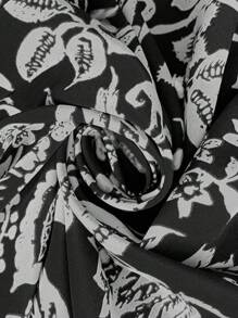 EMERY ROSE Conjunto de 2 piezas estampado de vacaciones de tejido para damas de talla grande - Negro - Ver 5