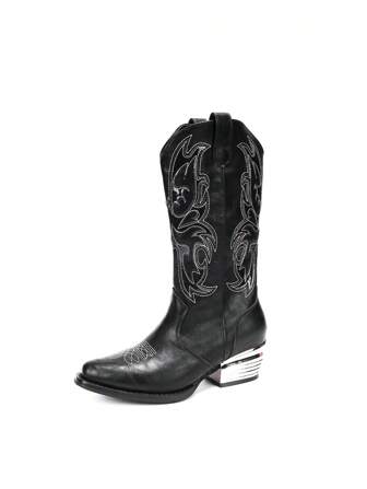 Grunge Punk Women's Retro Western Style Chunky Heel Mid-Calf Boots