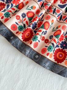 SHEIN 年轻女孩夏季可爱花卉印花细肩带吊带背心和松紧腰裙套装