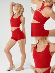 GLOWMODE Sujetador deportivo de sostén ligero FeatherFit™ con tirantes cruzados tipo longline, para yoga, gimnasio y uso diario