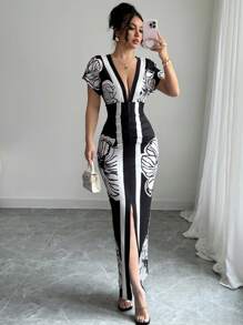 Elenzga 女士优雅波西米亚印花沙滩裙 - 彩色 - 查看 6