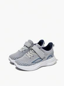 JNSQ 1 Paar vielseitige, lässige, bequeme, weichsolige, atmungsaktive Schnürstiefel in Kontrastfarben grau/blau für Jungen, perfekt für den Schulstart