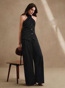Anewsta Women 2-Piece Set, Suitable For Spring, Summer, Business Casual, Elegant, Graduation, "Old Money", Classy - Navy Blue - View 5