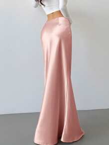 Firerie Valentine's Day New Elegant Romantic Vintage Chic Gold Satin High Waist Mermaid Maxi Skirt