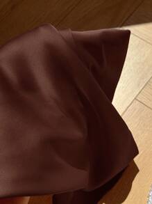 Comfortcana Chocolate Brown Satin Women's Backless Tied Cami Top - Chocolate Brown - View 6