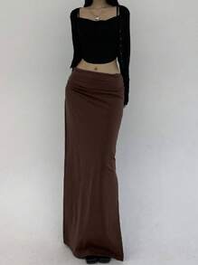 DAZY 女士纯色时尚半身裙，适合夏季，铅笔裙