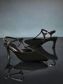 SHUZIA Tacones con tira de tobillo, versátil para uso diario para mujeres - Negro - Ver 6