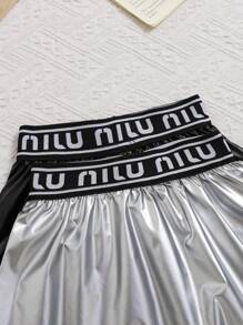 Baby Girl Spring/Summer Fashion Versatile Skirt 2pcs Set Personalized Mini Leather Skirt - Black - View 3