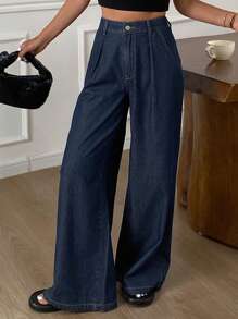 Livesso Jeans larghi casual e sciolti effetto lavato per donne per l'estate - Blu - Visualizzare 6