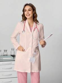 TaskEZ Simple And Fashionable Lab Coat/White Coat, Suitable For Summer - Apricot - View 4