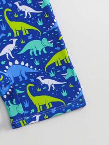 Traje de baño de una pieza sin mangas con estampado de dinosaurios y shorts para niño pequeño, estampados aleatorios (incluye gorra) - Set de 2 piezas para niños pequeños, ropa de playa para niños, trajes de baño para niños - Multicolor - Ver 5