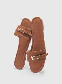 CUCCOO BIZCHIC Women Brown Comfortable Spring/Summer Fashionable Buckle Decor Sandals