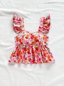 Soleia Blusa de mujer con mangas cortas, estampado floral y bloques de color, adecuada para vacaciones, festivales de música, estilo bohemio, días festivos, citas y meriendas - Multicolor - Ver 7