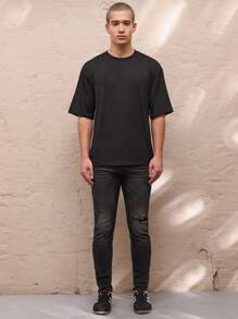 SWAVVY Casual Men's Vintage Distressed Skinny Fit Dark Grey Pants, Suitable For Daily Wear - Dark Grey - View 1