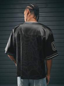 AXEPEAK Street Style V-Neck Short Sleeve Digital Print Loose Fit Men's Jersey T-Shirt, Summer, Streetwear Inspired - Multicolor - View 2