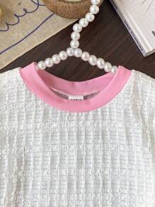 2件套女婴0-3岁春夏新款网球运动优雅无袖针织Polo衫和百褶裙套装，灰色和白色 - 粉色 - 查看 4