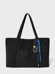 SHECARRY Solid Color Corduroy Tote Bag Suitable For Women's Daily Use