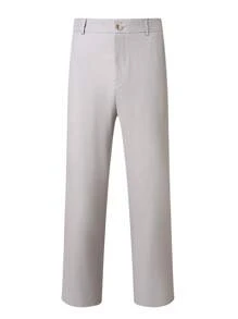 Manfinity Bizformal Men's Simple Fashion Business Casual Zipper Trousers. Men's Trousers Are Suitable For Daily Wear, Commuting, Gatherings, Weddings, School, Parties, Meeting Friends, Shopping. Can Be Given As A Gift To Boyfriends, Friends, Family Formal Pants Dress Pants Men's Suit And Pants Formal Pants For Men Suits Pants - Light Grey - View 3